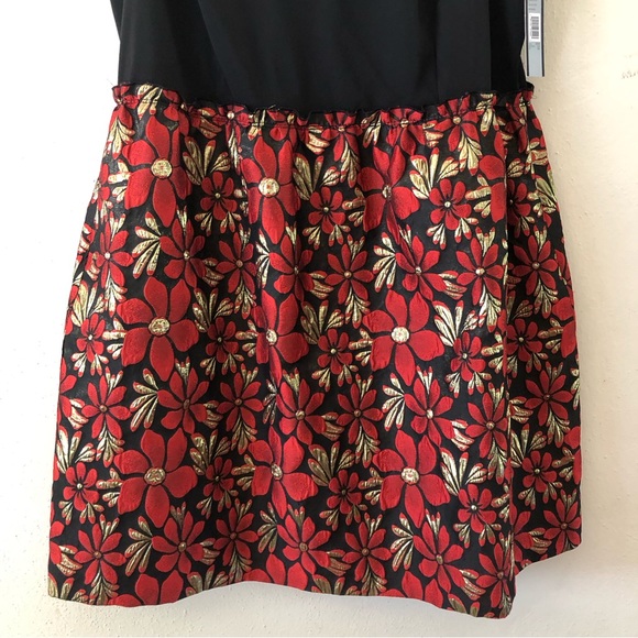 Tahari Arthur S. Levine Faille and Metallic Floral Fit-And-Flare Dress 22W NWT - Picture 4 of 14